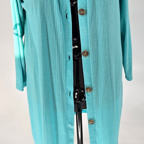 616-39 Lane Bryant teal long sweater cover-up size 14/16 - Picture 4 of 11